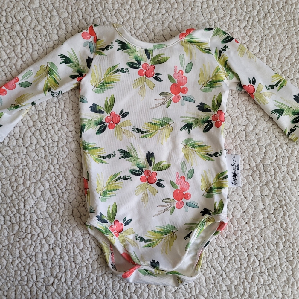 Sugarplum Lane Christmas Outfit Onesie Bodysuit with Bow